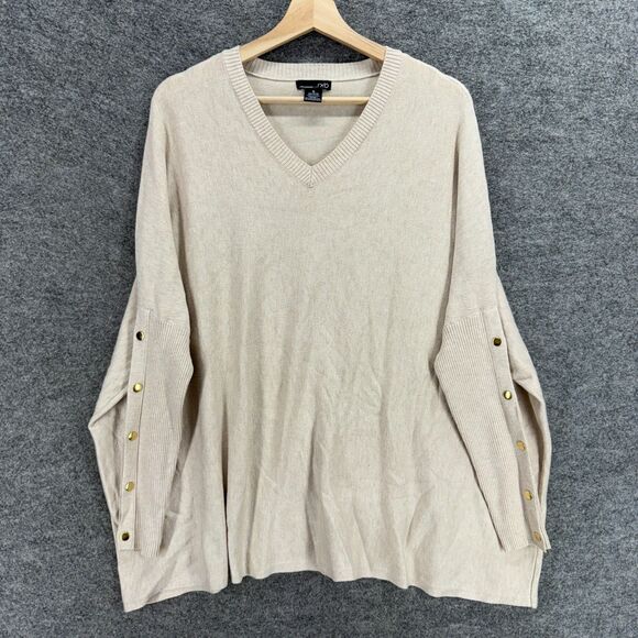 RXB Sweater Pullover Women S Small Beige Knit V-Neck Long Sleeve Rayon Casual - Picture 1 of 6